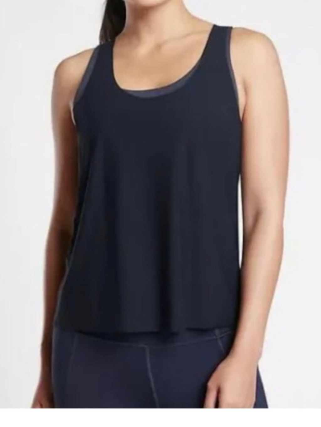 Athleta 2 In 1 Ultimate Support Navy Racerback Tank Top With Built In Bra